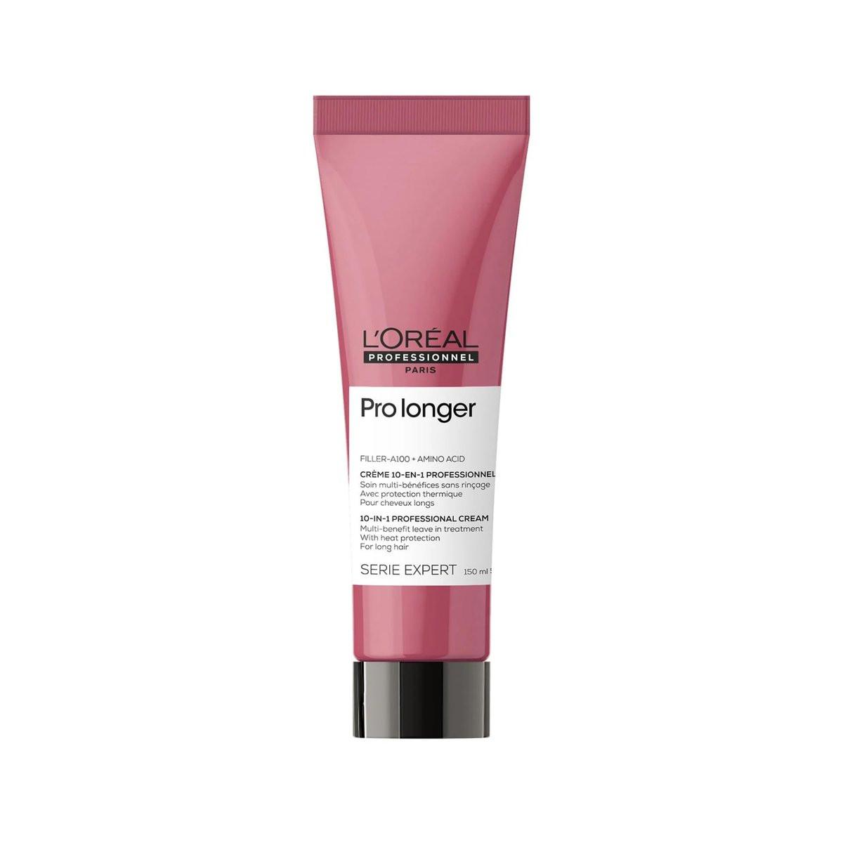 L'Oréal Professionnel Paris Pro Longer Hitzeschutzcreme für dünner werdendes Haar – füllt auf und reduziert sichtbar Spliss, sorgt für volleres Haar und Glanz