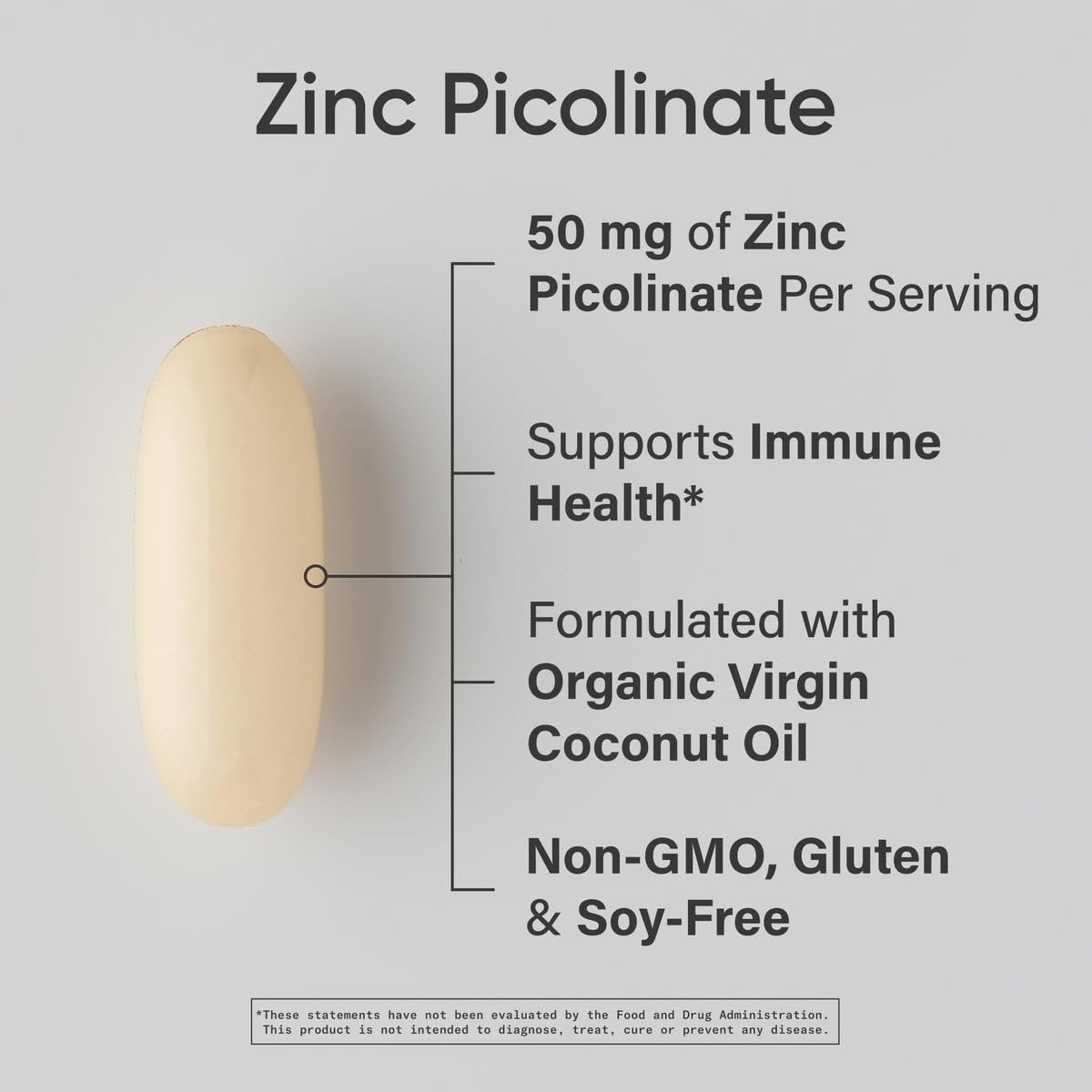 Sports Research® Hochdosiertes Zinkpicolinat 50 mg mit Bio-Kokosöl | Hoch absorbierbares Zink für Immunsystem & Enzymfunktion – Non-GMO getestet & glutenfrei (60 flüssige Softgels)