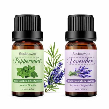 Sedbuwza Lavendel-Pfefferminz Ätherisches Öl Set, Lavendel Duftöl Pfefferminz Duftöl Set für Diffuser, Aromatherapie, Massage, Seife, Kerzenherstellung 2 x 10 ml