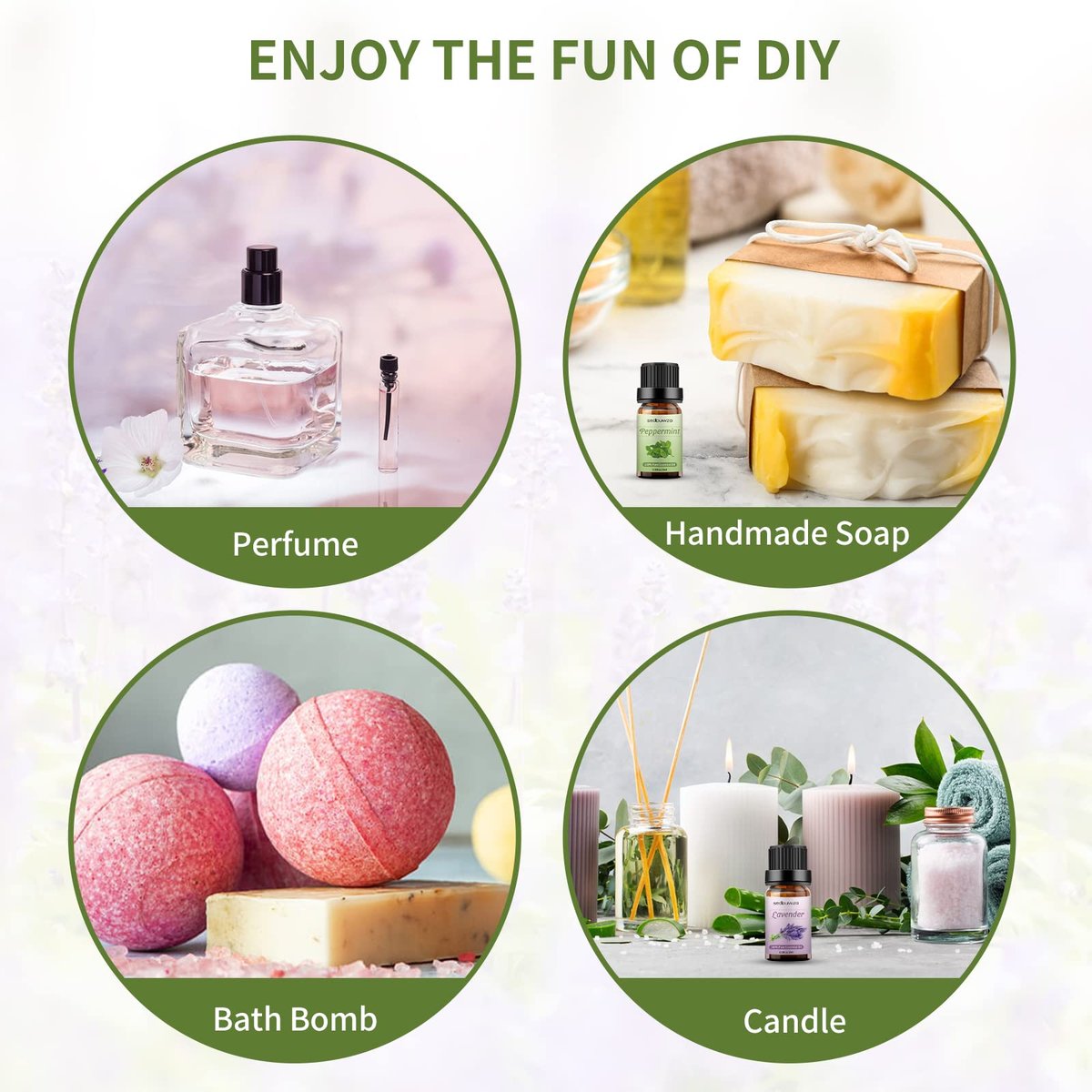 Sedbuwza Lavendel-Pfefferminz Ätherisches Öl Set, Lavendel Duftöl Pfefferminz Duftöl Set für Diffuser, Aromatherapie, Massage, Seife, Kerzenherstellung 2 x 10 ml