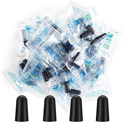 100 Paar Schwarze Schaumstoff-Ohrstöpsel - 33 dB NRR Geräuschunterdrückung, Langlebig & Bequem, Einzeln Verpackt für Arbeit, Bau, Schießen, Reisen, Laute Veranstaltungen
