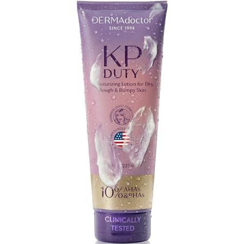 DERMAdoctor KP Bump Eraser Keratosis Pilaris Lotion – Sanfte KP Creme für Arme und den ganzen Körper | Lotion gegen raue und unebene Haut bei Keratosis Pilaris | Glättet, hydratisiert und macht weich | 10 % AHAs + PHAs, 237 ml