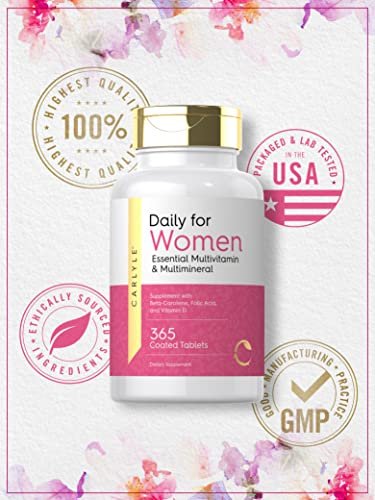 Carlyle Multivitamin und Multimineral für Frauen | 365 Tabletten | Tägliches Nahrungsergänzungsmittel mit Beta-Carotin, Folsäure und Vitamin D | Non-GMO, Glutenfrei