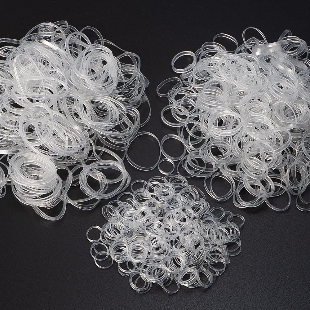 Minihope Mini-Gummibänder – 1000 Stück weiche, klare elastische Haargummis für Frauen und Kinder – Schmerzfrei für feines Haar