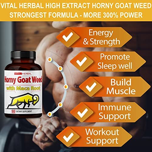Vital Herbal Bockshornklee-Kapseln mit Maca-Wurzel, Tribulus, Ashwagandha, Tongkat Ali, Panax Ginseng – Höchste Stärke für Männer und Frauen, 90 Kapseln