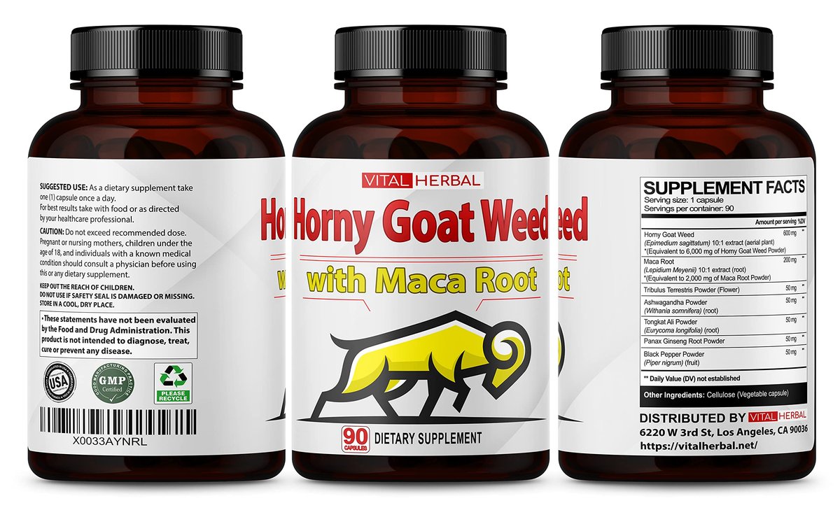 Vital Herbal Bockshornklee-Kapseln mit Maca-Wurzel, Tribulus, Ashwagandha, Tongkat Ali, Panax Ginseng – Höchste Stärke für Männer und Frauen, 90 Kapseln