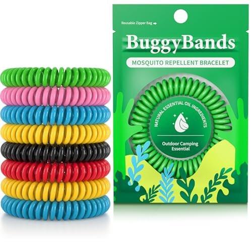 BuggyBands 12er-Pack Mückenabwehr-Armbänder für Erwachsene & Kinder, einzeln verpackt, DEET-frei, natürlich & wasserdicht