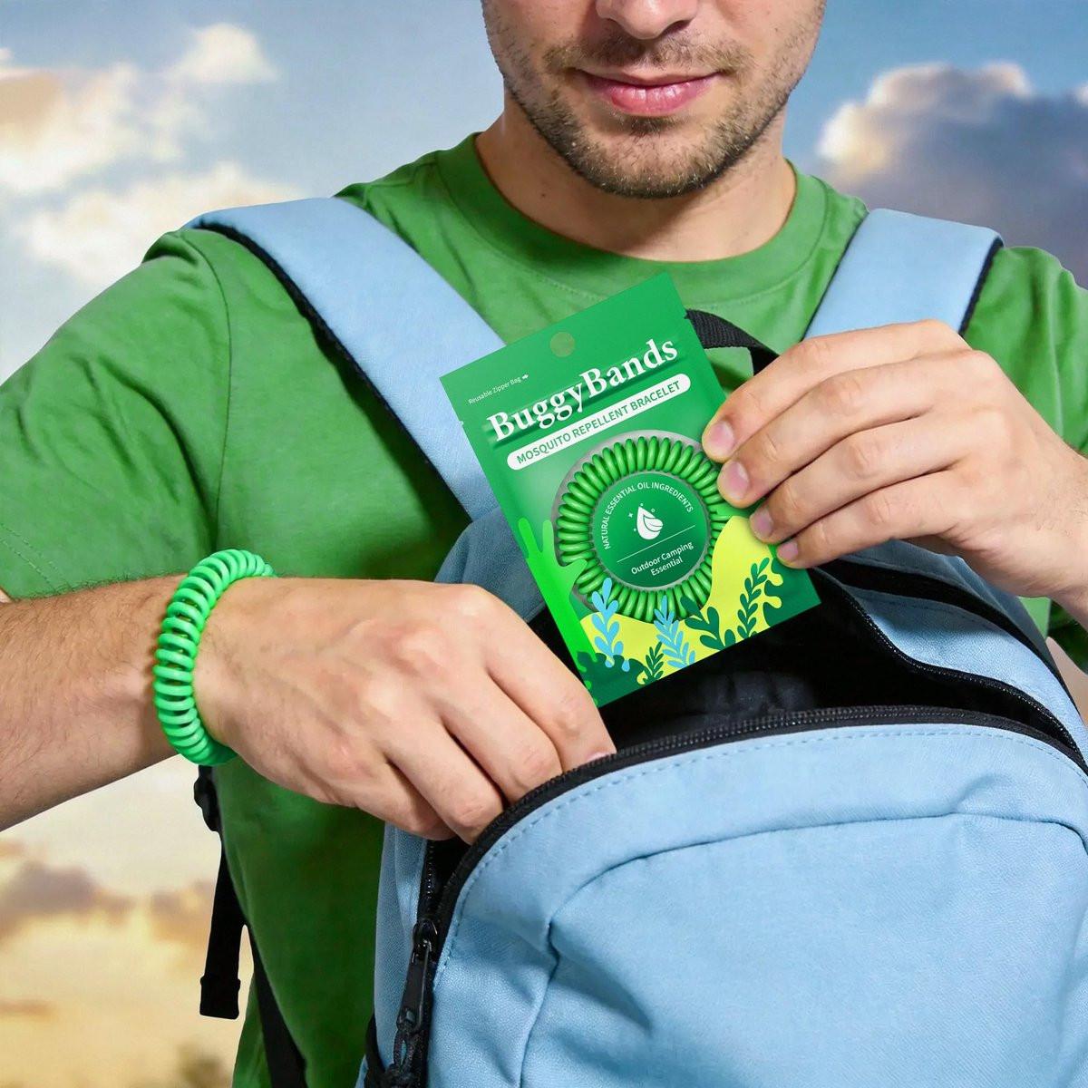 BuggyBands 12er-Pack Mückenabwehr-Armbänder für Erwachsene & Kinder, einzeln verpackt, DEET-frei, natürlich & wasserdicht