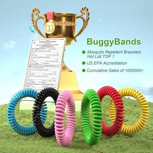 BuggyBands 12er-Pack Mückenabwehr-Armbänder für Erwachsene & Kinder, einzeln verpackt, DEET-frei, natürlich & wasserdicht