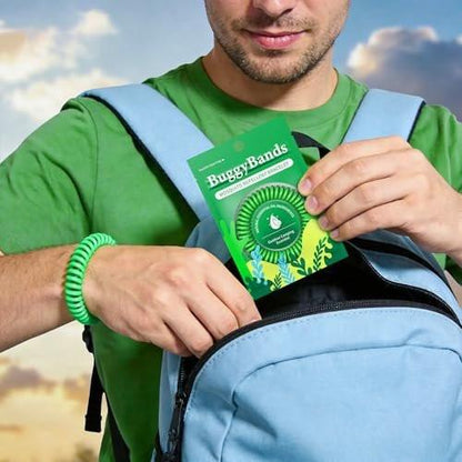 BuggyBands 12er-Pack Mückenabwehr-Armbänder für Erwachsene & Kinder, einzeln verpackt, DEET-frei, natürlich & wasserdicht