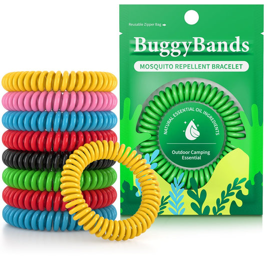 BuggyBands 24er Pack Mückenschutz Armband für Kinder & Erwachsene – einzeln verpackte Insektenschutzbänder, DEET-frei, natürlich & wasserdicht