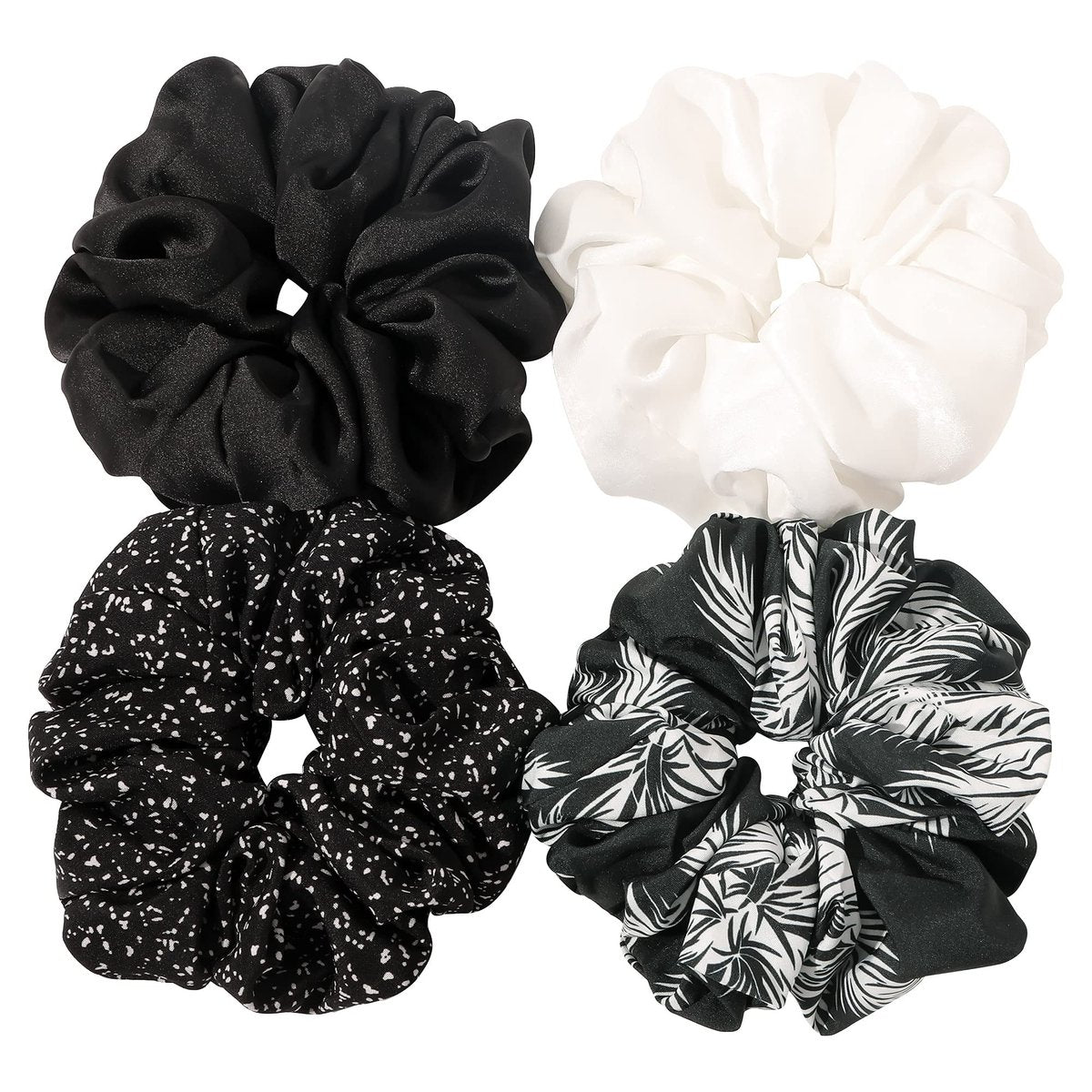 Ivyu Scrunchies Haargummis für Frauen – Große Seiden-Satin-Scrunchies, extra große Riesen-Scrunchies im 4er-Pack für lockiges und dickes Haar, Haarschmuck-Geschenk