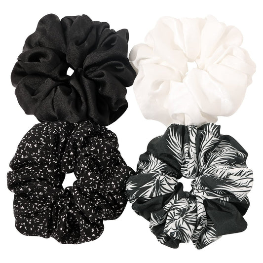 Ivyu Scrunchies Haargummis für Frauen – Große Seiden-Satin-Scrunchies, extra große Riesen-Scrunchies im 4er-Pack für lockiges und dickes Haar, Haarschmuck-Geschenk