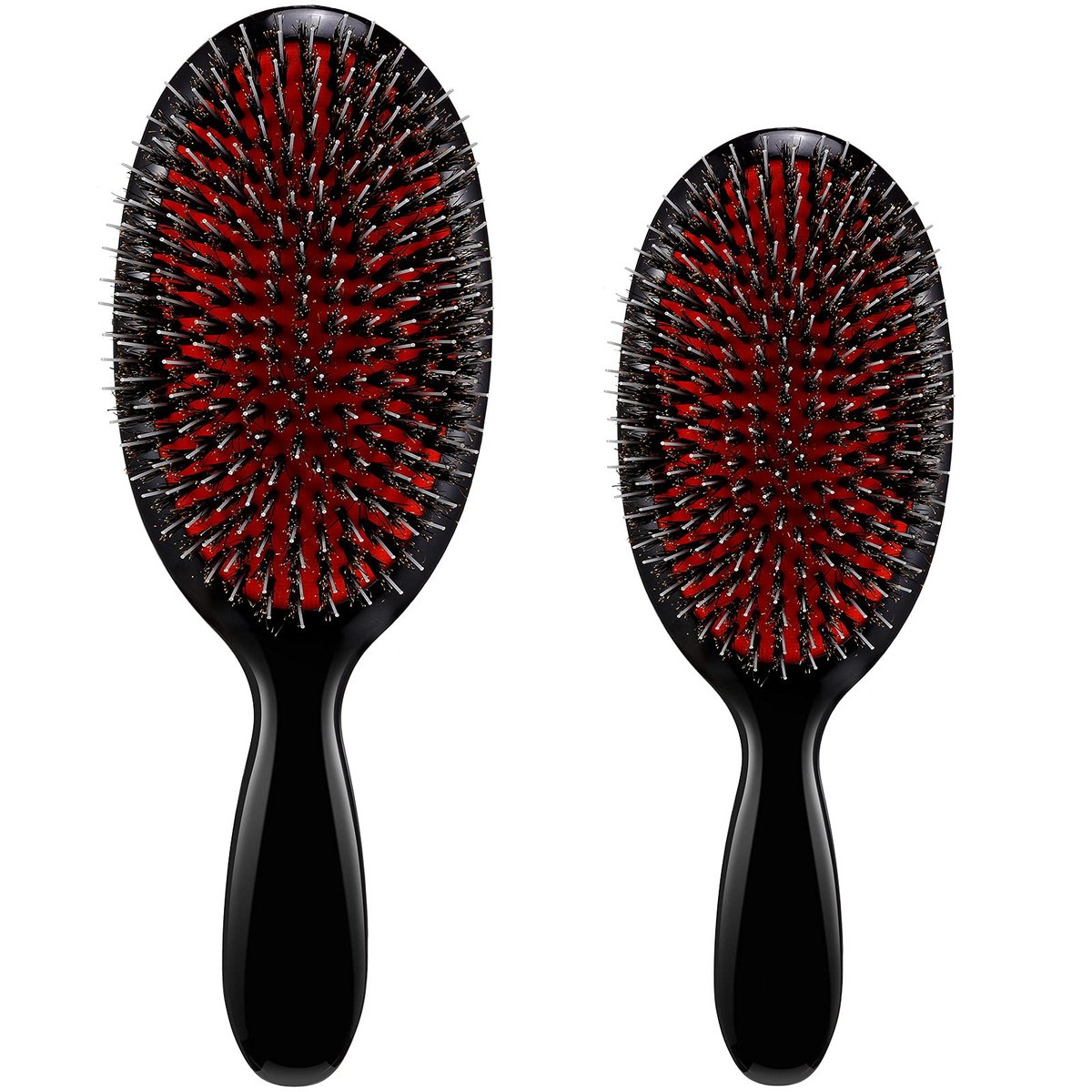 Geiserailie Haarbürsten, 2er-Set Wildschweinborstenbürsten mit Nylonborsten, Naturborsten für Haarverlängerungen für Frauen, Männer und Kinder, Fördert glattes und gesundes Haarwachstum
