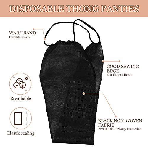 Geyoga 100 Stück Einweg-Slipförmige Höschen für Damen, Vliesstoff, Einweg-Unterwäsche für Spa, Bräunung, einzeln verpackt, Schwarz