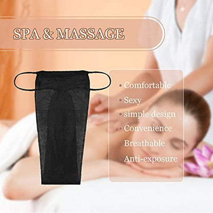 Geyoga 100 Stück Einweg-Slipförmige Höschen für Damen, Vliesstoff, Einweg-Unterwäsche für Spa, Bräunung, einzeln verpackt, Schwarz