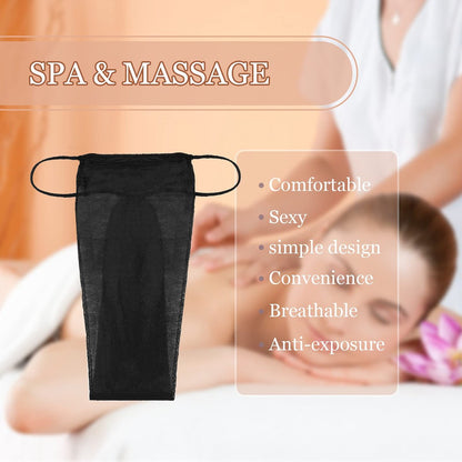 Geyoga 100 Stück Einweg-Slipförmige Höschen für Damen, Vliesstoff, Einweg-Unterwäsche für Spa, Bräunung, einzeln verpackt, Schwarz