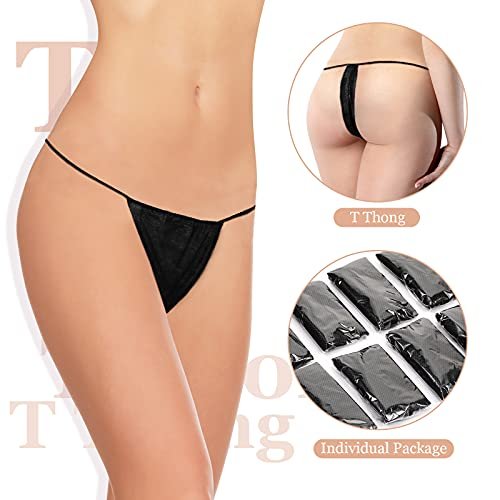 Geyoga 100 Stück Einweg-Slipförmige Höschen für Damen, Vliesstoff, Einweg-Unterwäsche für Spa, Bräunung, einzeln verpackt, Schwarz