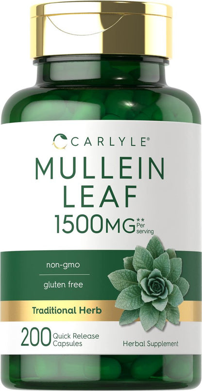 Carlyle Königskerzenblattextrakt | 200 Kapseln | Verbascum Thapsus | Nicht-GVO, glutenfrei