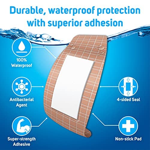 Care Science Waterproof Strong Strips Adhesive Bandages, Extra Large, 32 CT | 100% wasserdicht, schwerer Schutz, hilft Infektionen zu verhindern für Erste Hilfe und Wundversorgung