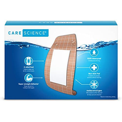 Care Science Waterproof Strong Strips Adhesive Bandages, Extra Large, 32 CT | 100% wasserdicht, schwerer Schutz, hilft Infektionen zu verhindern für Erste Hilfe und Wundversorgung