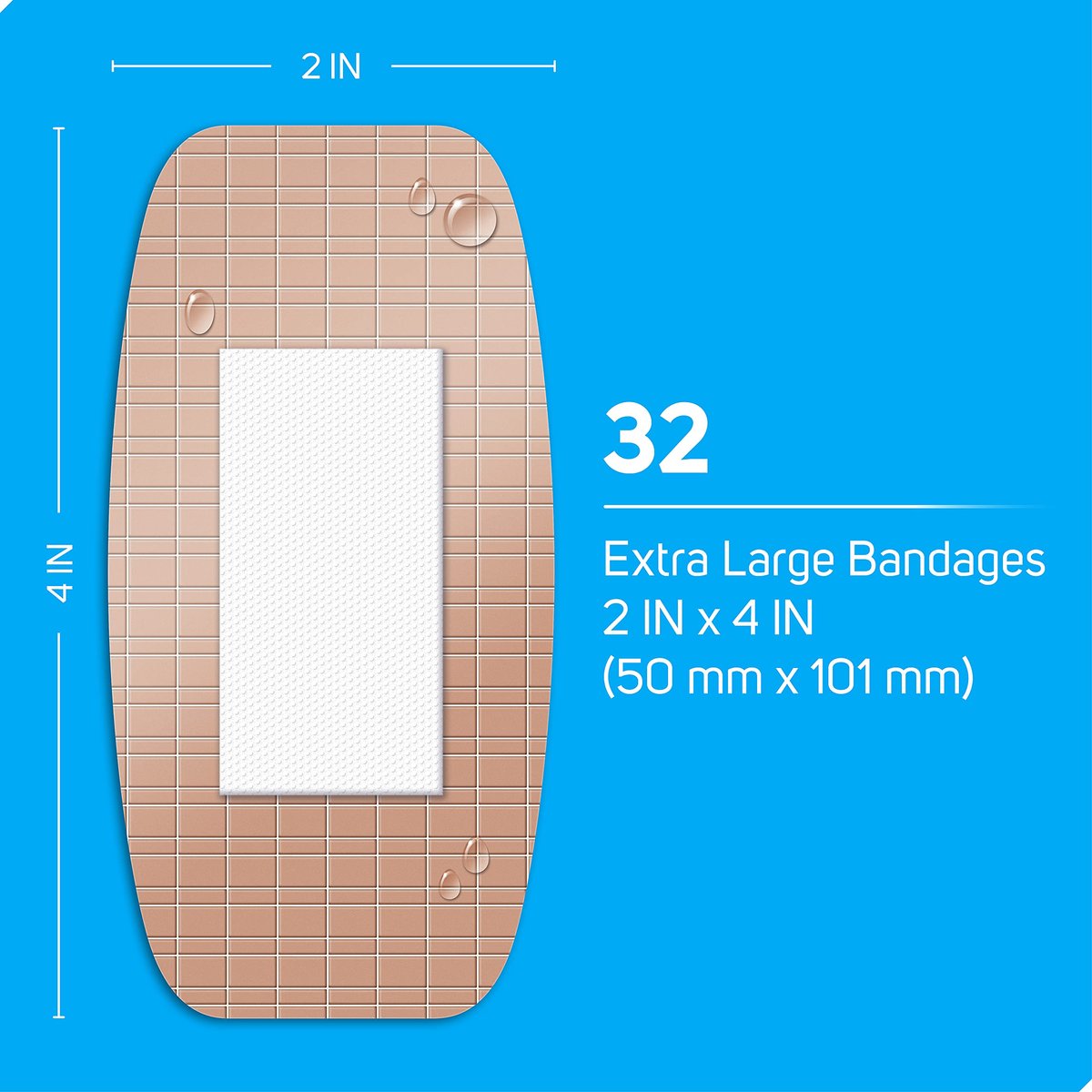 Care Science Waterproof Strong Strips Adhesive Bandages, Extra Large, 32 CT | 100% wasserdicht, schwerer Schutz, hilft Infektionen zu verhindern für Erste Hilfe und Wundversorgung