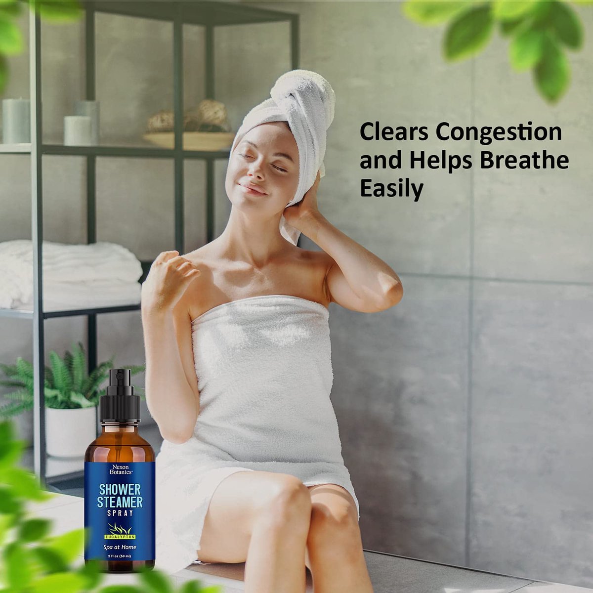 Eucalyptus Duschdampf Spray 60 ml – Aromatherapie Duschnebel mit ätherischen Ölen – Eukalyptus Dampfspray für Sauna, Spa, Bad & Raum – Nexon Botanics
