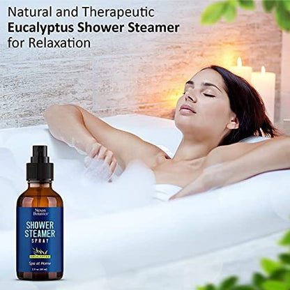 Eucalyptus Duschdampf Spray 60 ml – Aromatherapie Duschnebel mit ätherischen Ölen – Eukalyptus Dampfspray für Sauna, Spa, Bad & Raum – Nexon Botanics