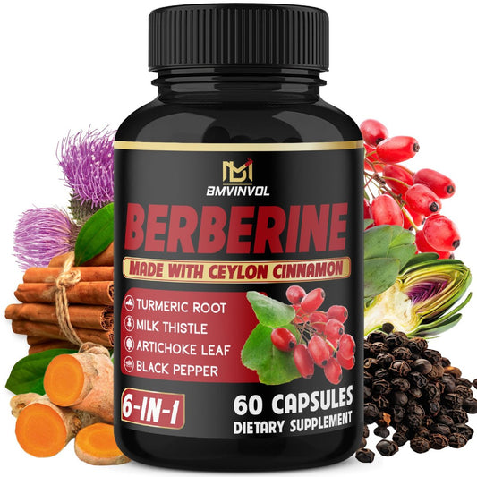 Berberin mit Ceylon-Zimt, Kurkuma, Mariendistel, Artischocke, Schwarzer Pfeffer – 60 Kapseln – 1 Packung
