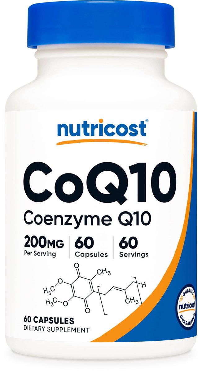 Nutricost CoQ10 200mg – 60 vegane Kapseln, hochabsorbierbares Coenzym Q10, Non-GMO, 60 Portionen
