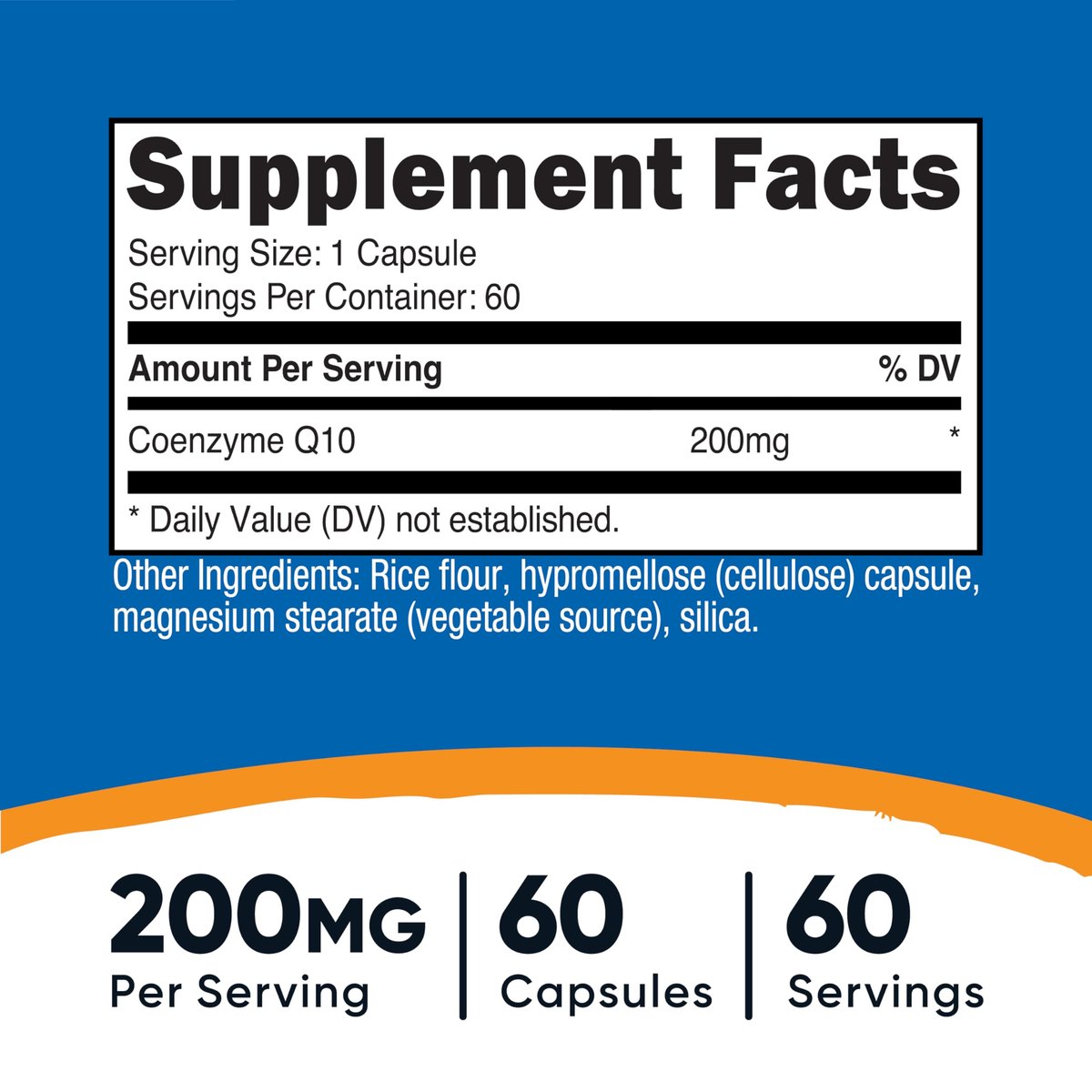 Nutricost CoQ10 200mg – 60 vegane Kapseln, hochabsorbierbares Coenzym Q10, Non-GMO, 60 Portionen