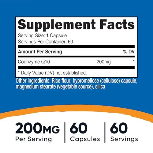 Nutricost CoQ10 200mg – 60 vegane Kapseln, hochabsorbierbares Coenzym Q10, Non-GMO, 60 Portionen