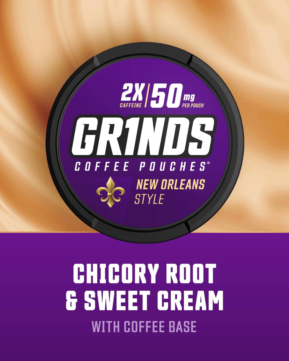 Grinds Kaffeepouches | Koffein, Nikotinfrei, saubere Energiequelle | 3 Dosen New Orleans | Hergestellt in den USA | 18 Pouches pro Dose | 2x Koffein: 1 Pouch entspricht 1/2 Tasse Kaffee (New Orleans)