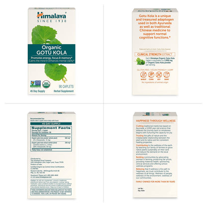 Himalaya Organic Gotu Kula – 45-Tage-Vorrat, Nootropikum mit Adaptogenen für Energie, Fokus, Gedächtnis und beruhigende Entspannung – Vegan, Non-GMO, Glutenfrei, 650 mg, 90 Kapseln
