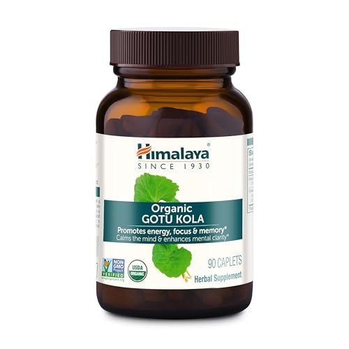 Himalaya Organic Gotu Kula – 45-Tage-Vorrat, Nootropikum mit Adaptogenen für Energie, Fokus, Gedächtnis und beruhigende Entspannung – Vegan, Non-GMO, Glutenfrei, 650 mg, 90 Kapseln