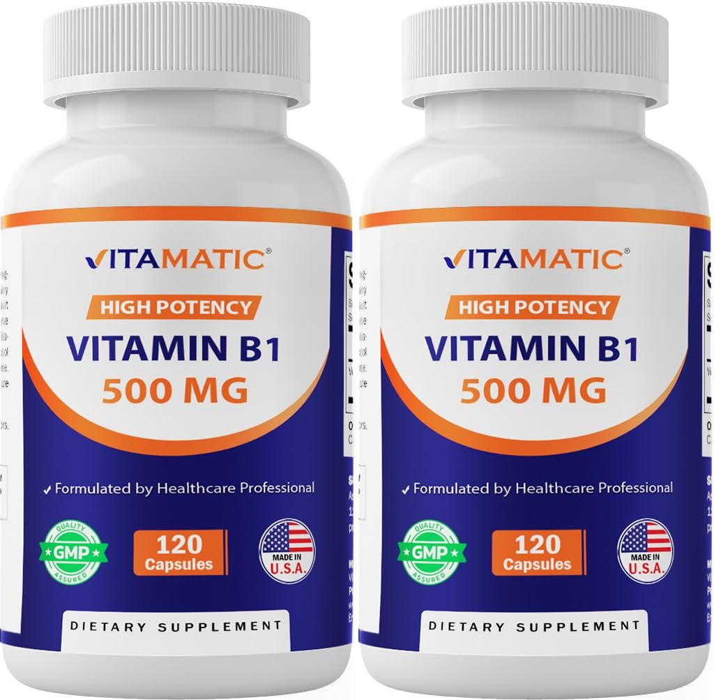Vitamatic Vitamin B1 (Thiamin) 500 mg – 2er-Pack (240 Kapseln insgesamt)