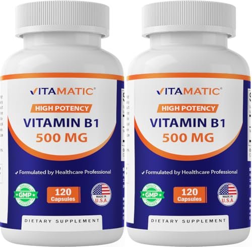 Vitamatic Vitamin B1 (Thiamin) 500 mg – 2er-Pack (240 Kapseln insgesamt)