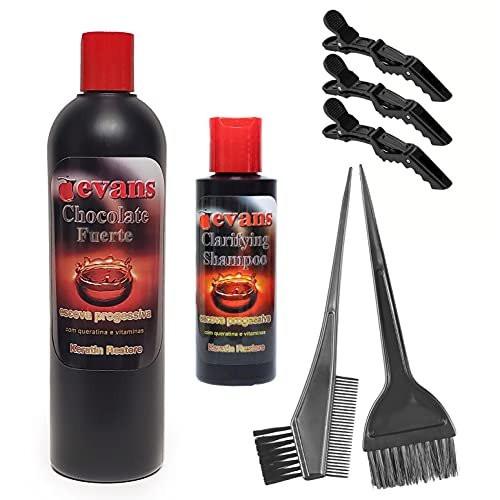 Evans Value Pack Brazilian Keratin Haarglättungsbehandlung Blowout Glättungssystem - Stark 473 ml, 7-teiliges Set