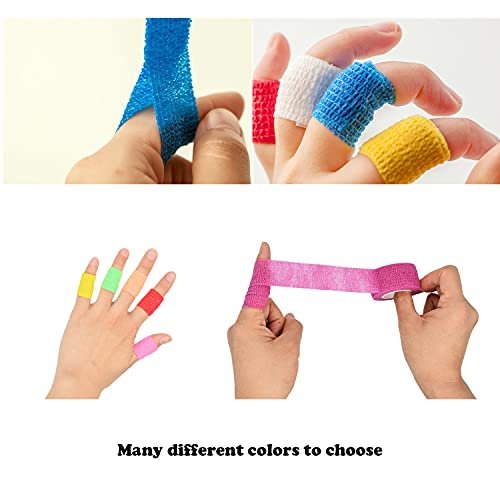 FEILIBAY 15er-Pack Cohesive Wrap 1 Zoll x 5 Yards Selbsthaftender Verband für Haustiere und Sport, Elastische Selbstklebende Bandage für Finger, Handgelenk, Knöchel (1 Zoll, 15 Farben)