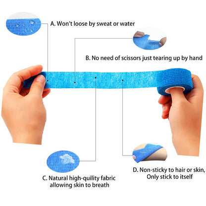 FEILIBAY 15er-Pack Cohesive Wrap 1 Zoll x 5 Yards Selbsthaftender Verband für Haustiere und Sport, Elastische Selbstklebende Bandage für Finger, Handgelenk, Knöchel (1 Zoll, 15 Farben)