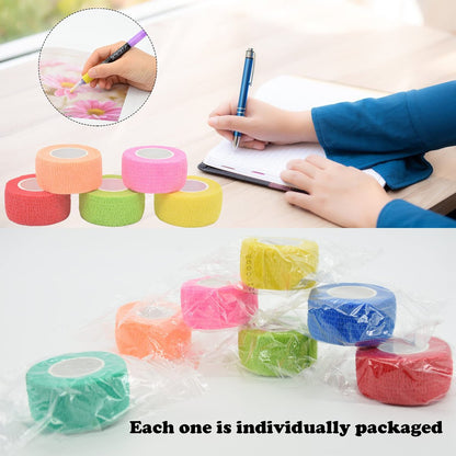 FEILIBAY 15er-Pack Cohesive Wrap 1 Zoll x 5 Yards Selbsthaftender Verband für Haustiere und Sport, Elastische Selbstklebende Bandage für Finger, Handgelenk, Knöchel (1 Zoll, 15 Farben)