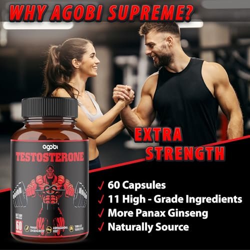 Agobi Testosteron Booster für Männer – 11 Kräuter: Ashwagandha, Tribulus, Ginseng & mehr – 60 Kapseln für 1 Monat