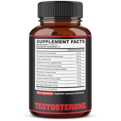 Agobi Testosteron Booster für Männer – 11 Kräuter: Ashwagandha, Tribulus, Ginseng & mehr – 60 Kapseln für 1 Monat