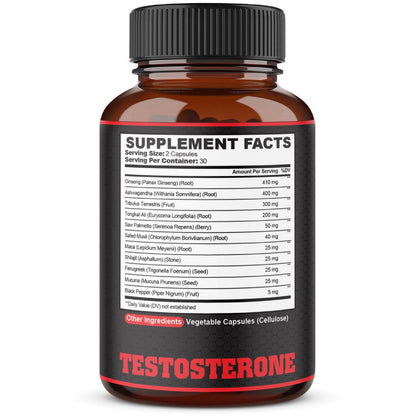 Agobi Testosteron Booster für Männer – 11 Kräuter: Ashwagandha, Tribulus, Ginseng & mehr – 60 Kapseln für 1 Monat