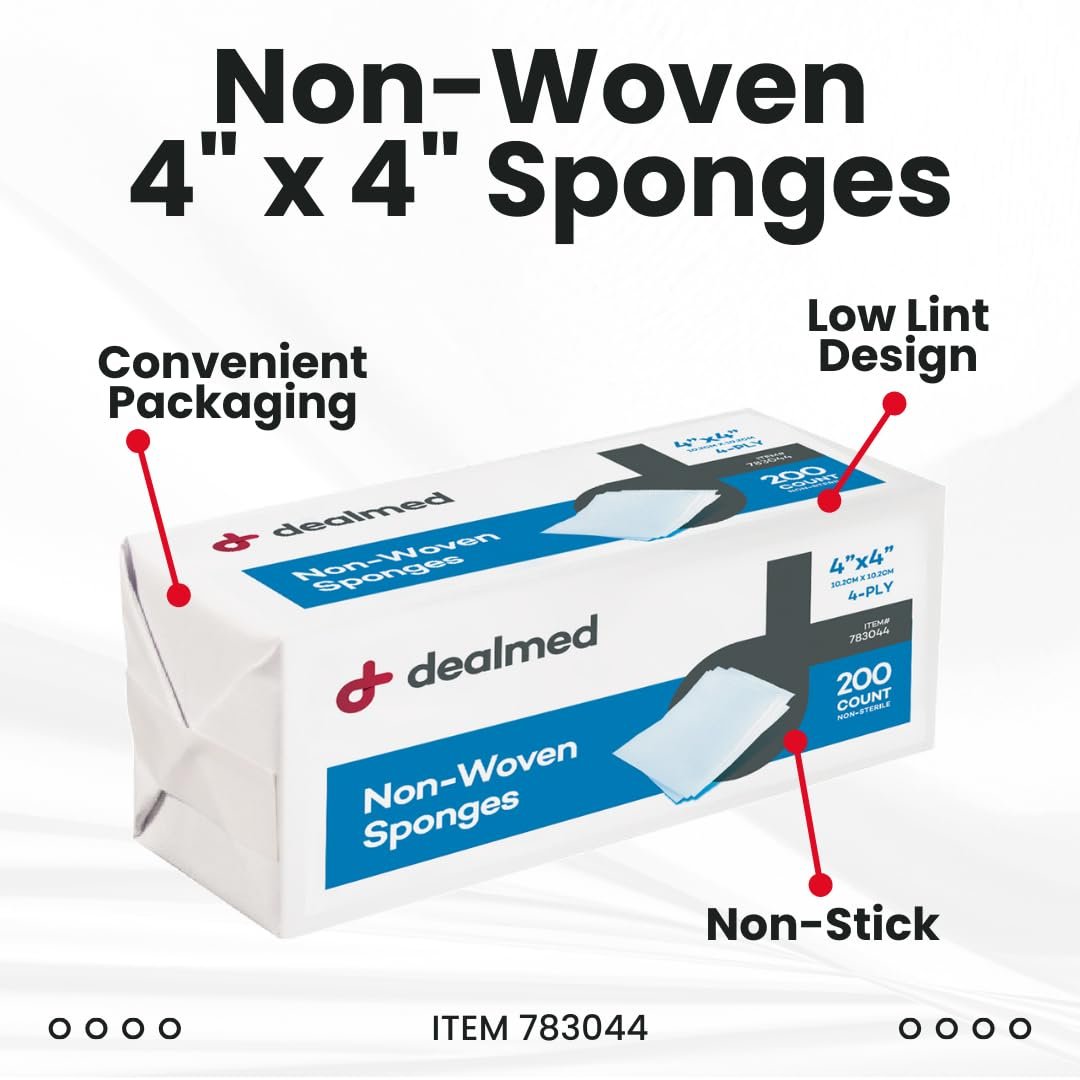 Dealmed Vlies-Kompressen 10x10 cm – 4-lagig, unsteril, saugfähig, 200 Stück (2er-Pack)
