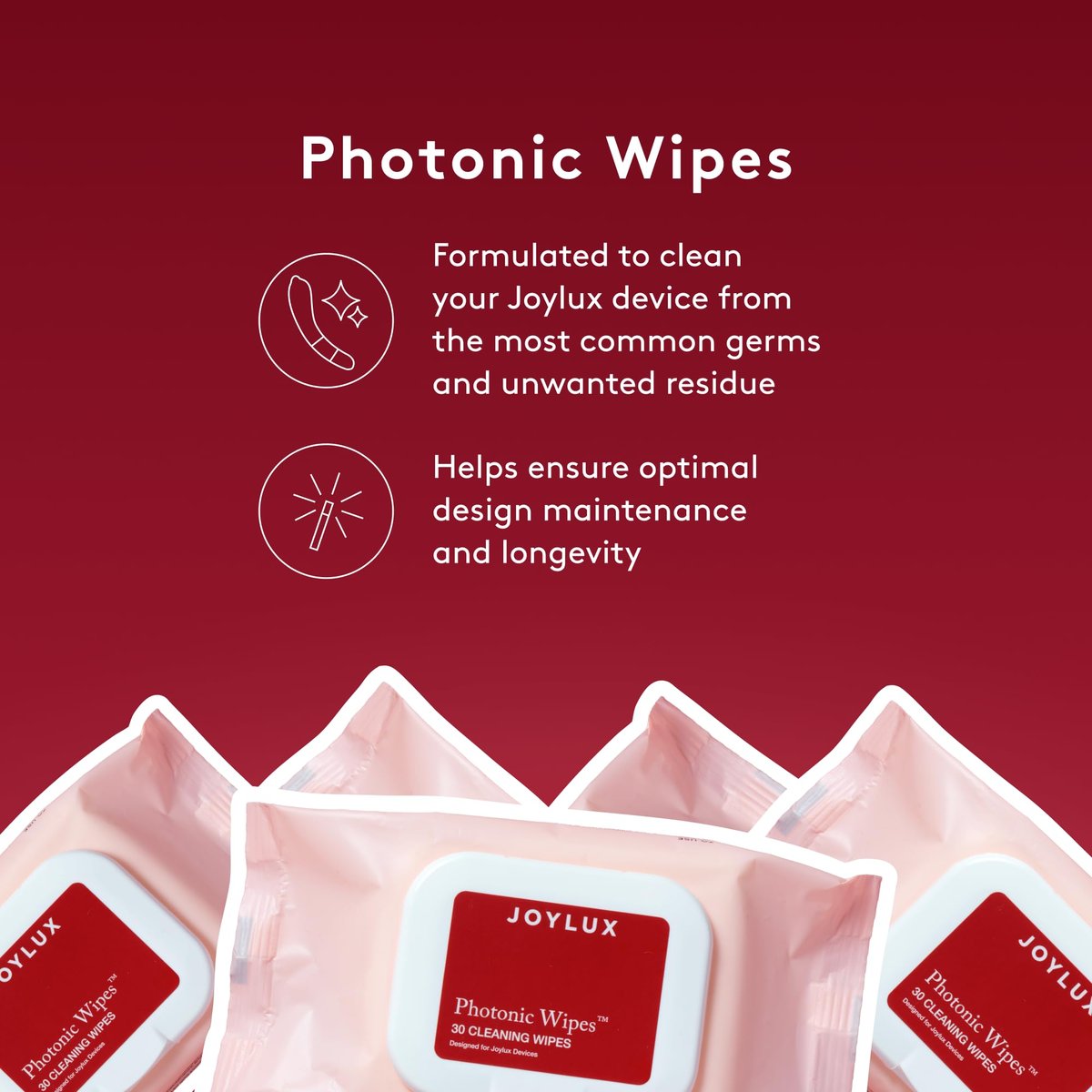 Joylux - Photonic Wipes für das vFit-Gerät, Reinigungstücher für Damen, milde Formel, sorgt für optimale Gerätepflege und Langlebigkeit (30 Stück)