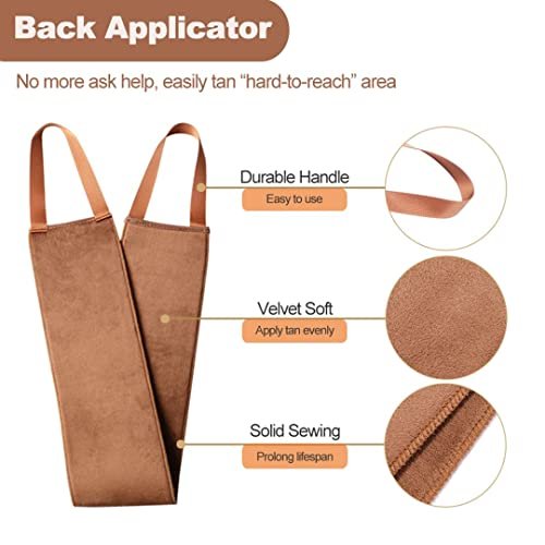 Sanfery 5-teiliges Selbstbräuner-Mitt-Set mit Rückenapplikator, Selbstbräunerpinsel, Peeling-Handschuh und Zubehör für eine makellose Bräune