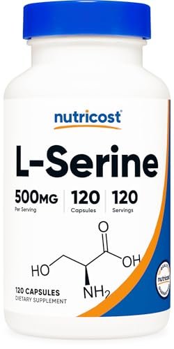 Nutricost L-Serin 500mg, 120 Kapseln, 120 Portionen – Vegetarische Kapseln, Nicht-GVO, Glutenfrei