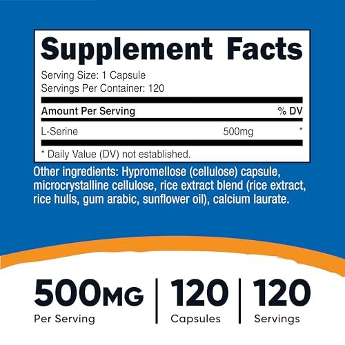 Nutricost L-Serin 500mg, 120 Kapseln, 120 Portionen – Vegetarische Kapseln, Nicht-GVO, Glutenfrei