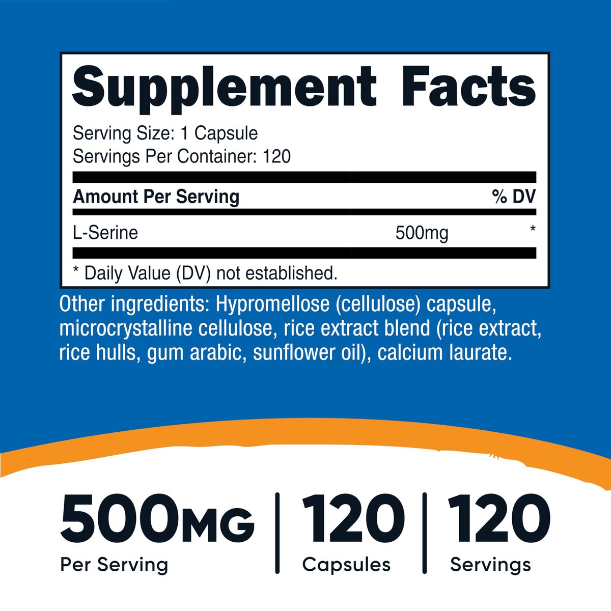 Nutricost L-Serin 500mg, 120 Kapseln, 120 Portionen – Vegetarische Kapseln, Nicht-GVO, Glutenfrei